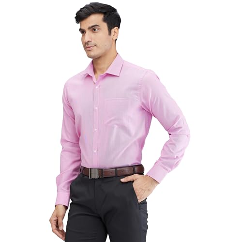Image of Park Avenue Men's Slim Fit Structure Pattern Cotton Polyester Blend Semi Cutaway Collar Full Sleeve Formal Shirt