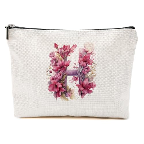 Letter H Initial Makeup Bag, Monogrammed Gifts for Women Boss Mom Bestie