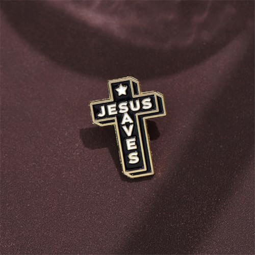 Image of Cross Brooch Pin for Women Men Cute Cross Brooch Metal Badge Pin Laple Religious Faith Brooches and Pins Hat Bag Shirt Decoration Jewelry Easter Pack