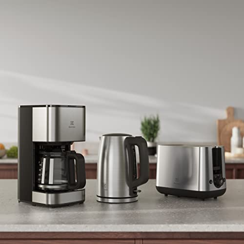 Electrolux Create 3 Cafetière E3CM1-3ST 1,25 L, 10 Tasses, Auto-Off, Anti-goutte, Pichet en verre, Niveau d'eau, Acier inoxydable