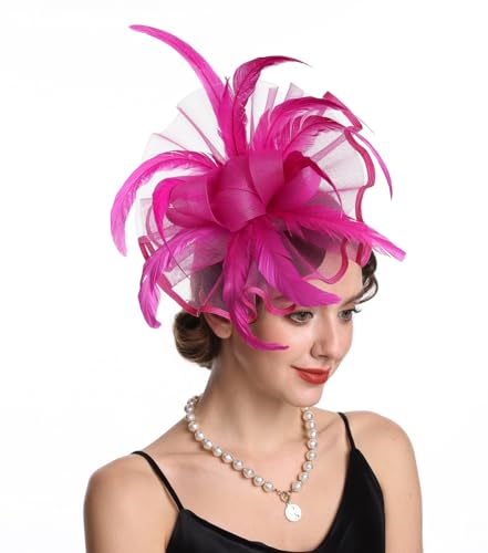 KERITANE Women Fascinators Hats Hot Pink
