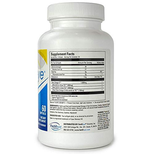 Fortifeye Vitamins Super Omega 3 Fish Oil, Natural Triglyceride Form Omega-3 Supplement, Triple Strength 860 Epa + 580 Dha Per Serving,Softgel Capsules,60 Count (Pack Of 1) #TOP2