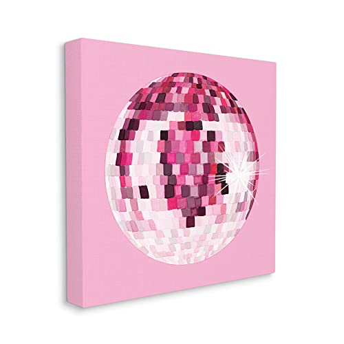 Image of Stupell Industries Dazzling Pink Disco Ball Shining Geometric Pattern, Design by Hey Bre! Creative Studio, Gallery Wrapped Canvas, 17 x 17 | Stupell Industries | 17 x 17 Inches, Easy to Hang and Sturdy, Made in USA, by Hey Bre! Creative Studio