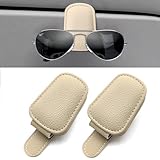 Lofez Sonnenbrillenhalter Auto 2er Set – Magnetischer Brillenclip für Sonnenblende, rutschfest & Schonend, Auto Brillenhalter für Sonnenbrille & Karten（Beige）