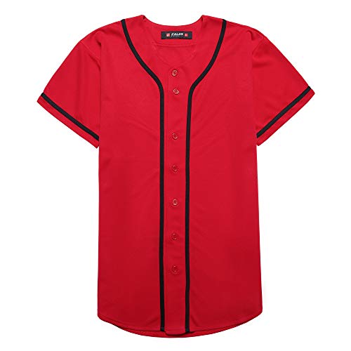 image for EALER BJ80 Series Mens Baseball Jersey Button Down Shirts Short Sleeve