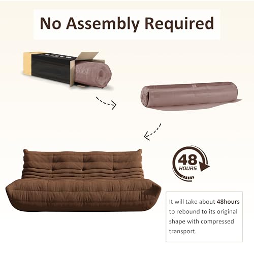 Image of Giant Bean Bag Chair, Oversized Cloud Soft Memory Foam Bean Bag Sofa, Vacuum Compressed No Assembly Comfortable Lounge Couch for Living Room Family Rest Leisure Use (Coffee, 3-Seater)