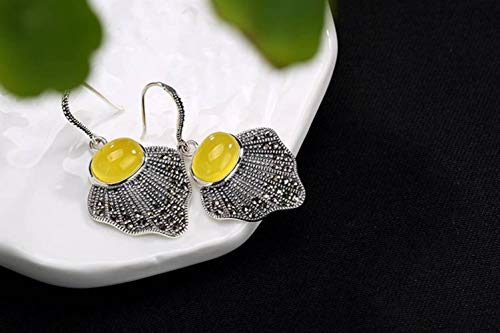 Boucles d'oreilles calcédoine pour femmes en forme de ventilateur