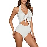 Badeanzug Damen Bauchweg Große Größen Push Up Bademode Einteiliger Badeanzüge Sexy V Ausschnitt One Piece Swimsuits Swimwear