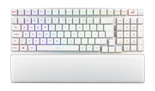 ASUS ROG Strix Scope II 96 RX Wireless White Wireless Optical Gaming Keyboard (Bluetooth, 2.4 GHz, Wired USB, Streaming Hotkeys, ROG RX Optical...