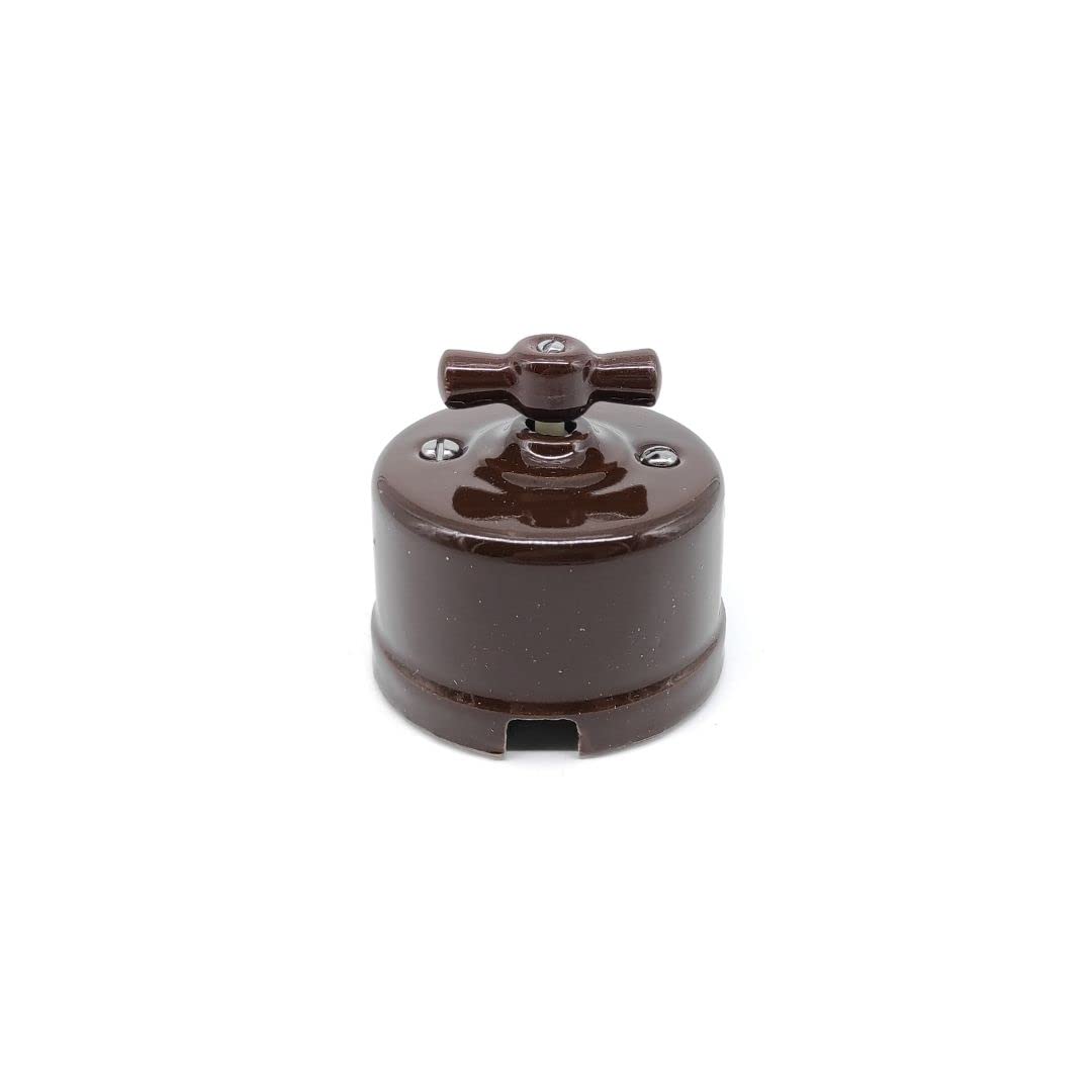 Interruptor Conmutador de Superficie de Porcelana Marrón