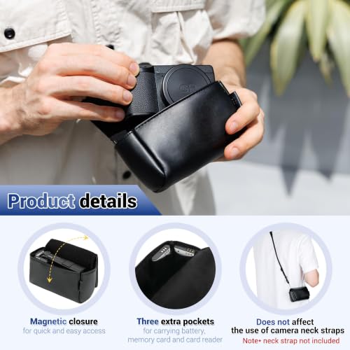 Funda JJC de cuero para cámaras compactas azul miniatura 4