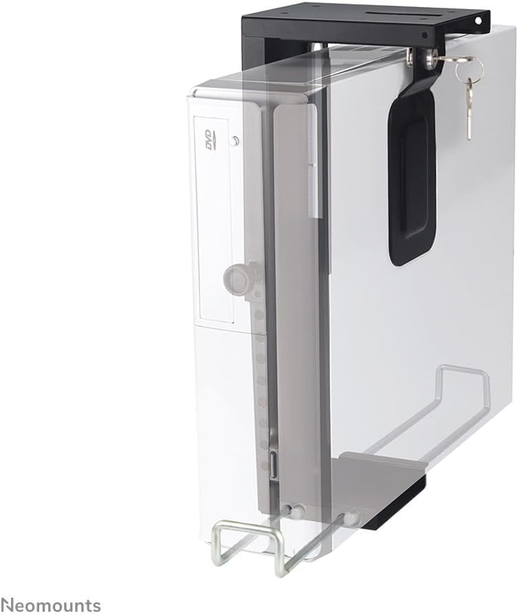 Newstar Lockable Under Desk PC Mount (Suitable PC Dimensions - Height: 20-36 cm/Width: 5-10 cm) - Black, CPU-D075BLACK/LK