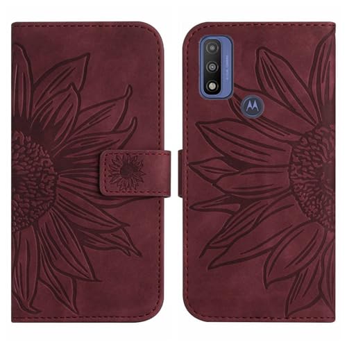 Rfvzubemok Compatible with Motorola G Pure 4G (2021) Cover,Compatible with Motorola G Pure 4G (2021) Flip Kickstand Card Slots Magnetic Closure Phone Case Brown