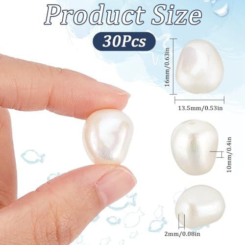 SUNNYCLUE 1 Box About 30Pcs Plastic Beads Bulk Imitation Pearls Bead Big Large White Baroque Pearl Loose Pearls Charms for jewellery Making Beads Assortments DIY Crafts Necklace Bracelet Earring - Image 2