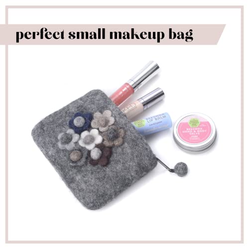 Flower Cute Makeup Bag Set Of 3 – Small, Floral Makeup Pouch For Jewelry, Money, & Makeup Organization – Handmade, Fair Trade Makeup Bag For Purse - Great Gifts For Women, Kids, & Teens #TOP2