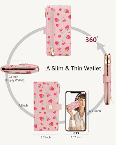 Image of Cute Women's Slim Wallet,Thin RFID Card Holder with Zipper Pocket