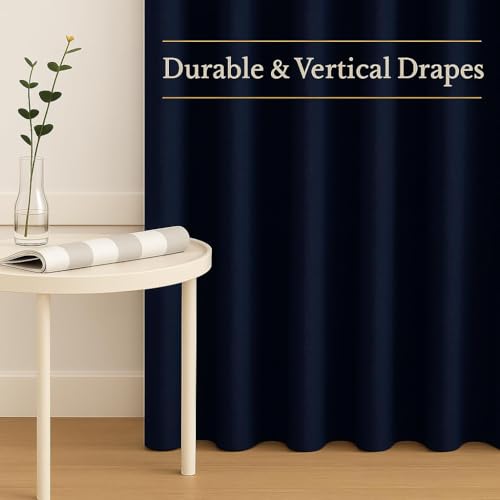 Image of HUTI 100% Blackout Window Curtains 5 Feet Set of 2 | for Room Darkening | Noise Reducing, Heat and Privacy Protection | Eyelet Top Polyester Curtains for Window | Solid Blue