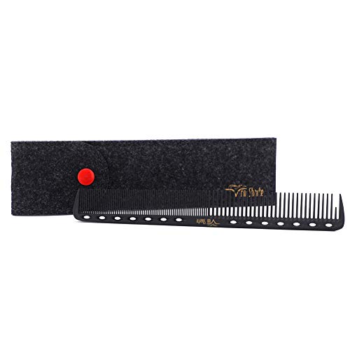 Barber Comb,Hair Cutting Combs Carbon Fiber Salon Hairdressing Comb 100% Anti Static 230℃ Heat Resistant with Smooth Round Teeth Bristle for Hair Partition/Remove Knots/Hair Cutting/Dying/Styling