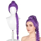 LYPPUL Lange lila Perücke Cosplay Kids, Lila Zopfperücke, perücke Cosplay Kids Anime, cosplay Perückes, Costume kidss Purple Wig, perücke Lang für Halloween Karneval Party Maskenball