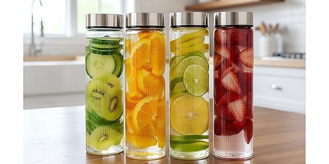 Image of Vency 750ml Glass Fridge Water Bottles (Set of 1) | Wide Mouth, Airtight & Leak-Proof Reusable Black Plastic Lids | Juice & Beverage Storage