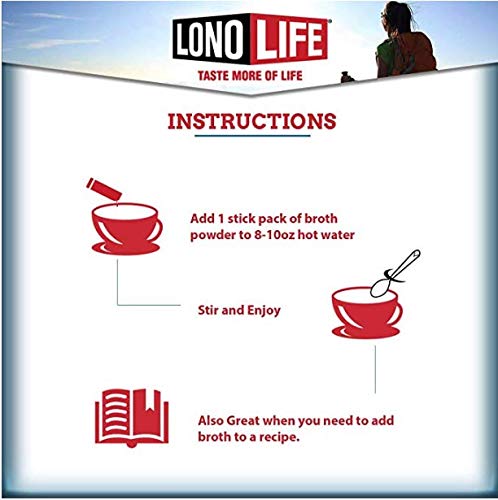 LonoLife - Keto Chicken Bone Broth Sticks - 8g Collagen Protein, 4g Fat - Gluten-Free - Keto & Paleo Friendly - Portable Individual Packets - 10 count