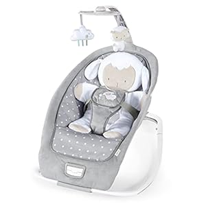 Ingenuity, Cuddle Lamb Babywippe Babyschaukel mit Schaukelfunktion und Vibrationen, Spielbogen mit 2 Plüsch Spielzeug, Musik, 4 Naturgeräuschen und Lautstärkeregler, ab Geburt bis 18 kg