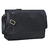 STILORD 'Marlon' Ledertasche Herren Business Uni Büro Vintage Umhängetasche groß DIN A4 mit 15.6 Zoll Laptopfach Elegante Aktentasche aus echtem Rinds Leder, Farbe:schwarz