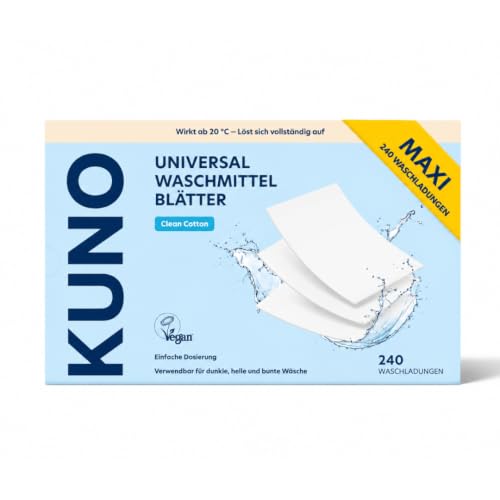 Kuno Waschmittel Blätter - 240 Waschladungen - Maxi Pack - Frische Duft