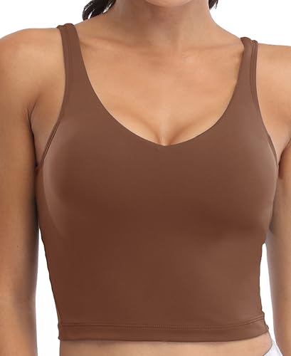 Image of Oalka Sports Bra Womens Longline Padded Crop Yoga Tank Tops