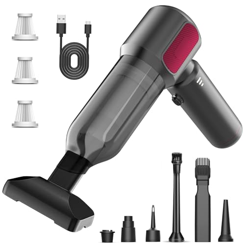 Aspirabriciole Senza Fili, 21000Pa 4 in 1 Aspirapolvere Auto Potente, Motore Brushless Aspiratore e Soffiatore, 6000mAh USB C Ricaricabile Aspirapolvere Portatile per Auto Ufficio Casa Peli di Animali