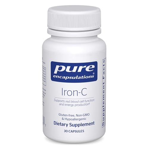 Pure Encapsulations Iron-C - 15 mg - 175 mg Vitamin C - Red Blood Cell Support* - Energy Production - Highly Bioavailable Iron Pill - for Women & Men - Gluten Free & Vegan - 30 Capsules