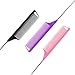 Rat Tail Combs Set: 3Pcs Long Steel Pin Teasing Combs for Salon Hair Stylists, Metal Parting Combs for Women (Purple, Black, Pink)