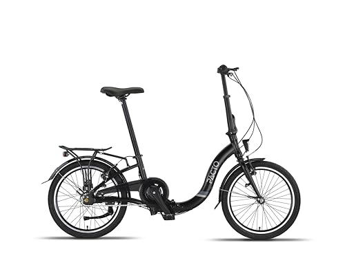 PACTO Seven N7 Klapprad 20 Zoll mit Schnelles Faltsystem (10 Sek), Aluminiumrahmen, Leichtgewicht (16KG), 7 Nabenschaltung, Handbremsen + Rücktrittbremse, LED-Licht, Faltrad (Schwarz)