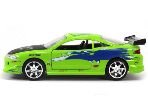 Jada Brian's Mitsubishi Eclipse Damaged Version, Glossy Green Toys 36356-1/32 Scale Diecast Model Car