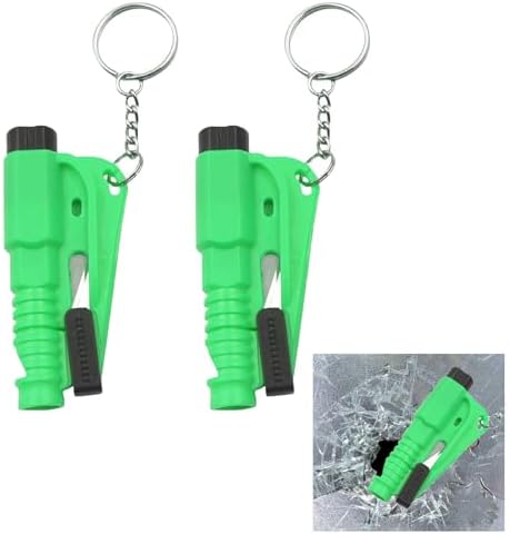Lot de 2 Porte-Clés Sécurité Voiture 3 en 1 Brise-Vitre d'urgence...