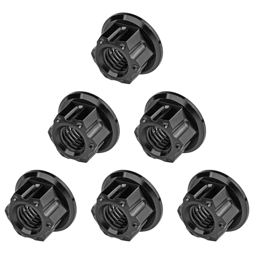 Image of Titanium M6 M8 M10 M12 M14 M16 Flange Bolt Nut Bicycle Motorcycle Rear Axle Car Modification Accessories Pack of 6 (M6 Pitch 1.0mm, Black)