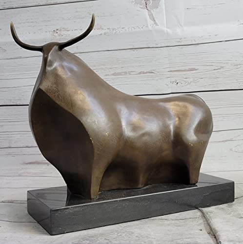 Handcrafted Fernando Botero Bronze Bull Sculpture: Abstract Modern Artwork, Classic