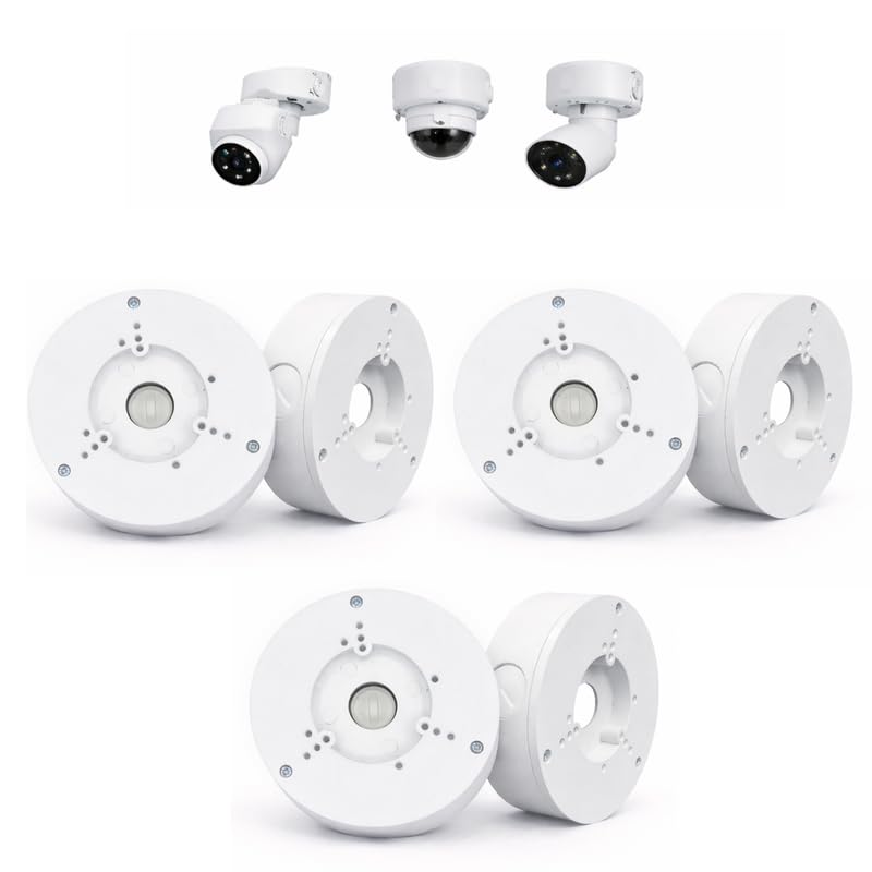 6 Pack PFA130-E Security Camera Junction Box (ABS) for Indoor & Outdoor Surveillance Camera - Security Camera Mount Bracket Waterproof Universal Camera Mount for Dome, Turret & Bullet Cameras (White)