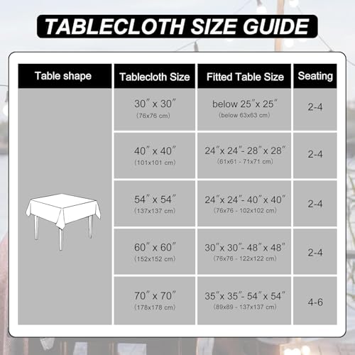DWCN Square Tablecloth - 40 x 40 Inch - Waterproof Stain and Wrinkle Resistant Washable Table Cloth, Decorative Fabric Table Cover for Kitchen Dining Room Party and Outdoor Use, Light Grey by DWCN - Used condition - Image 5