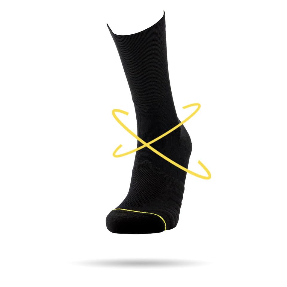 ROLLO SOCKS Team 5.0 All Black - Laufsocken mit gezielter Kompression, Running, Sprunggelenk stützend, Bandage Fußgelenk, Sportsocken, Für jeden Sport geeignet, Größe XL (47-48)