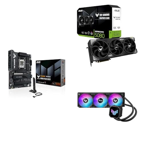 Image of ASUS Bundle of TUF Gaming X870E-PLUS WIFI7 AMD ATX Motherboard + GeForce RTX 5080 16GB GDDR7 OC Edition Graphics Card + LC III 360 ARGB AIO Cooler