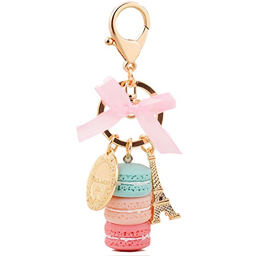 Lynmalrity Keychain Ring Eiffel Tower Macaron Charm Cute Pendant Bag