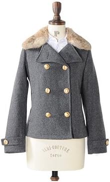 Amazon ピーコート フィデリティ Fidelity la ショート メルトン ウール Pコート ジャケット コート ラビットファー リアルファー レディース 正規取扱店 Oxford Gray コート ジャケット 通販