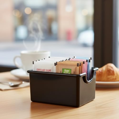 TrueCraftware-Set of 12 Sugar Packet Holder Plastic Black Color -Sugar Caddy Holder for Sweetener Packets Organizer Caddy for Coffee Bar Tea Bag Organizer for Table Restaurant Hotel - Thumbnail 2