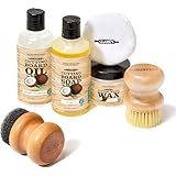 CLARK'S Cutting Board Care Kit with Coconut Oil - Includes Wax, Soap, Scrub Brush, Buffing Pad, and Applicator - for Kitchen Countertops, Butcher Blocks, Wooden Bowls and Utensils - Food Safe