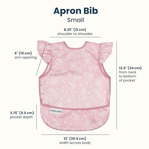 Image of Tiny Twinkle Mess Proof Baby Bib for Girls | Waterproof Toddler Bib for Eating | Baby Apron for Feeding | Machine Washable | Perfect Shower Gift (Toile, 6-24M)