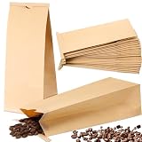 MotiMind 50 Pack 1/2 Pound Kraft Brown Coffee Bags Grease Resistant Resealable Kraft Tin Tie Poly-lined Bags