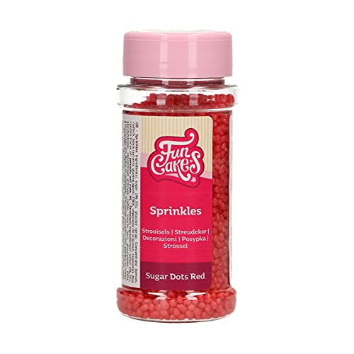 FunCakes Granulés en Sucre Rouge: Sprinkles gâteau, Goût délicieux, Parfait pour la décoration de gâteaux et cupcakes, Granulés en Sucre. 80 grammes