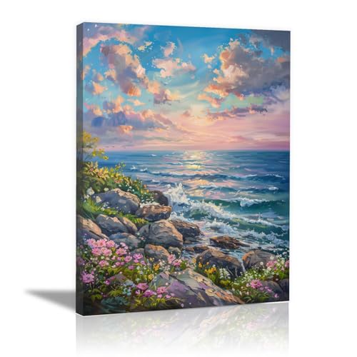 Impression sur toile paysage de plage encadrée pour chambre