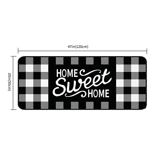 Romamigo Buffalo Plaid Check Kitchen Rug Non Slip Kitchen Floor Mat 20 X 47 Inch, Cushioned Standing Home Sweet Home Area Rugs Runner For Kitchen Decor And Accessories #TOP2